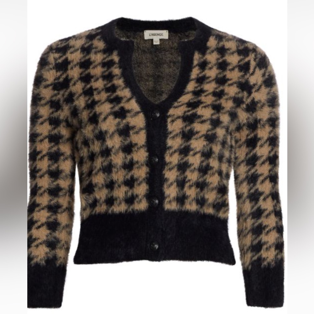 NWT! L'AGENCE Black and Tan Patterned Cardigan